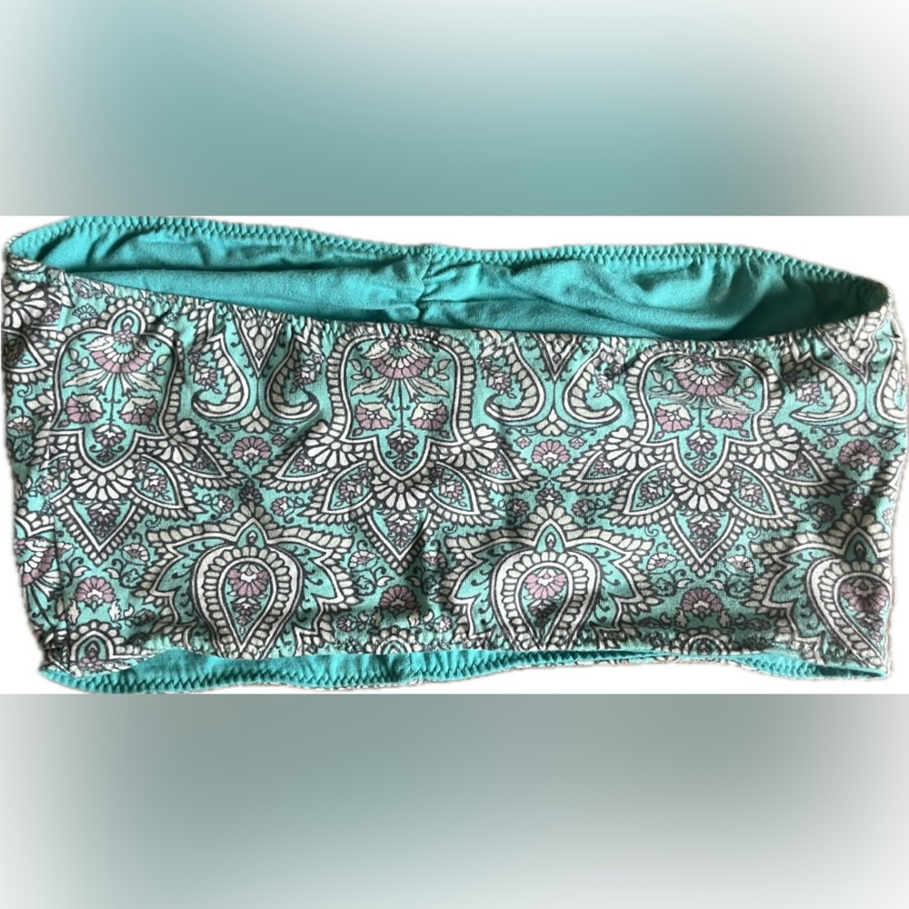Strapless Reversible Paisley/Teal Tube Top. Women’s size S/M - Picture 8 of 8